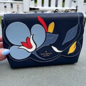 Kate Spade Briar Lane Floral Quilt Mini Emelyn Blazer Blue Leather Bag $349